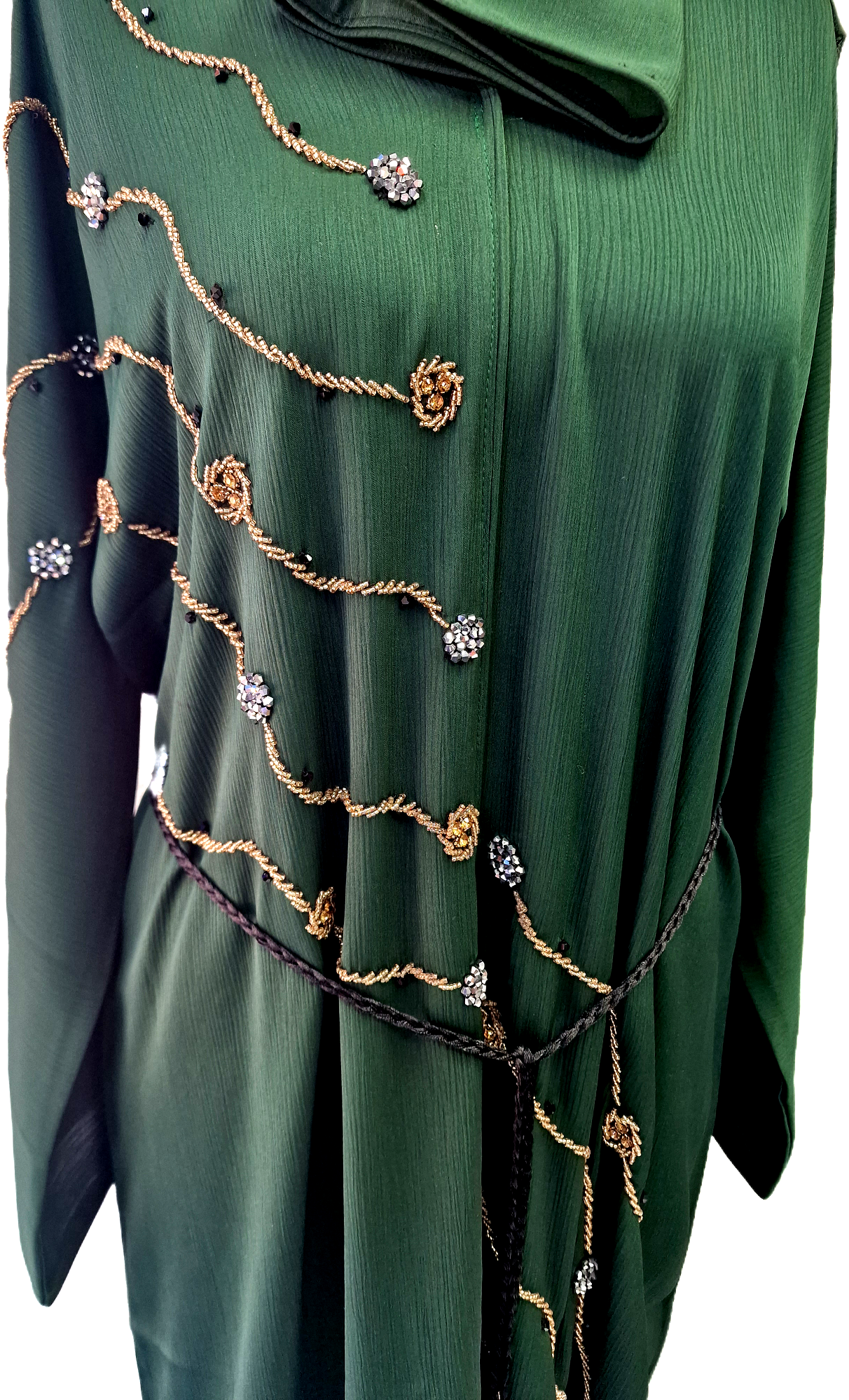 Green Abaya with Gold Embellishments