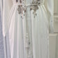 White Abaya with Silver Flower Embelishments