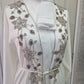 White Abaya with Silver Flower Embelishments