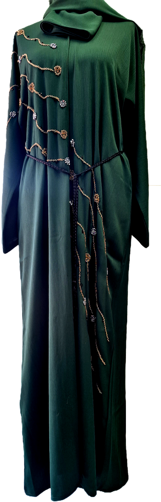 Green Abaya with Gold Embellishments
