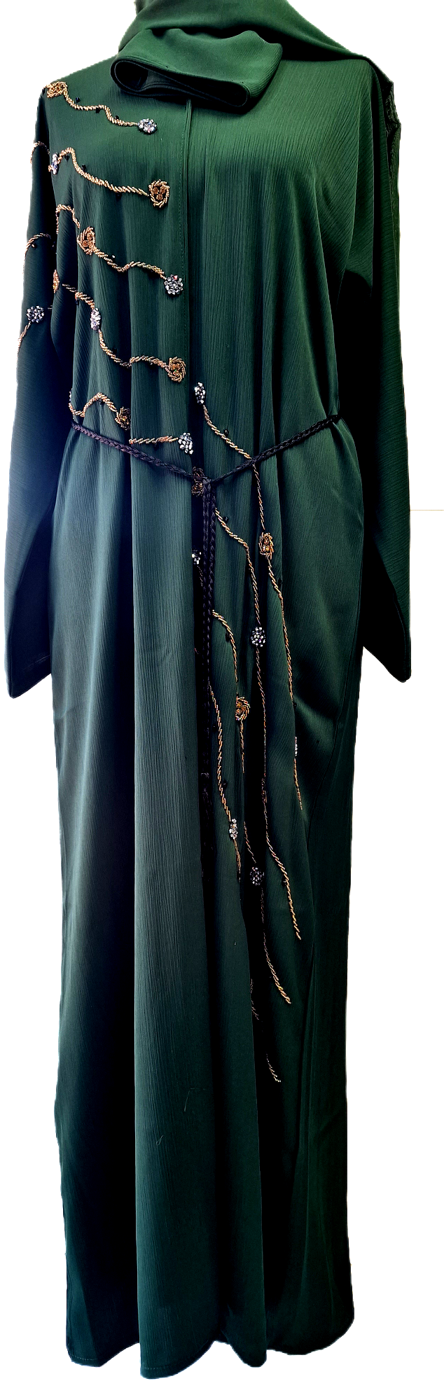 Green Abaya with Gold Embellishments