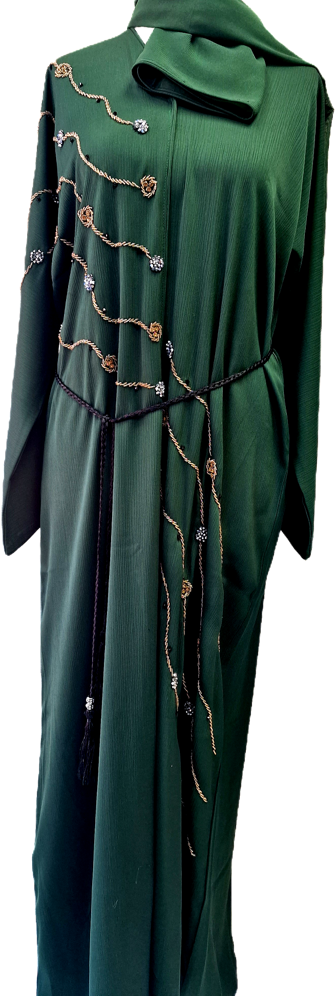 Green Abaya with Gold Embellishments
