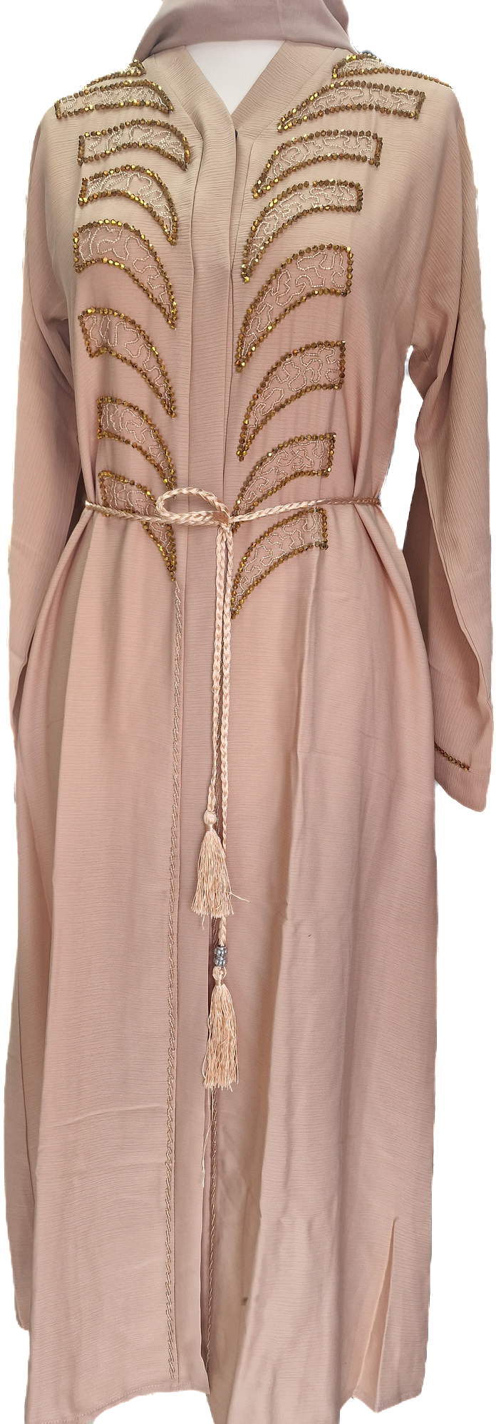 Beige Abaya with Gold Embellishments