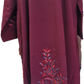 Burgundy Abaya with Flower Embroidery