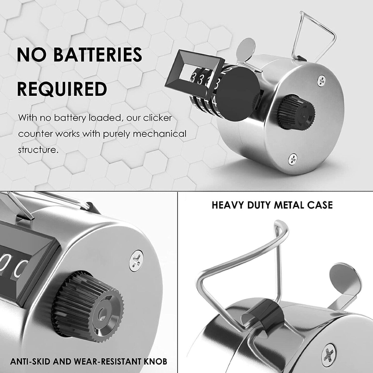 Mechanical Tally Counter Hand Held 4 Digit Palm Golf Finger Counting Clicker