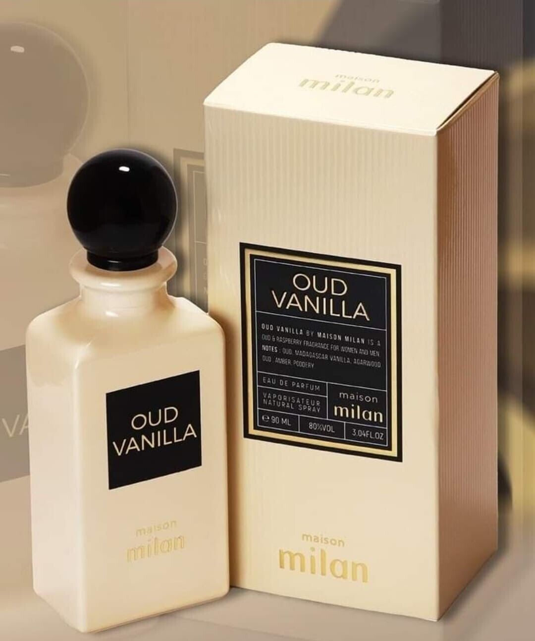 Oud vanilla By Maison milan vanilla Amber Fragranced Perfum Spray For Men 90ml halal