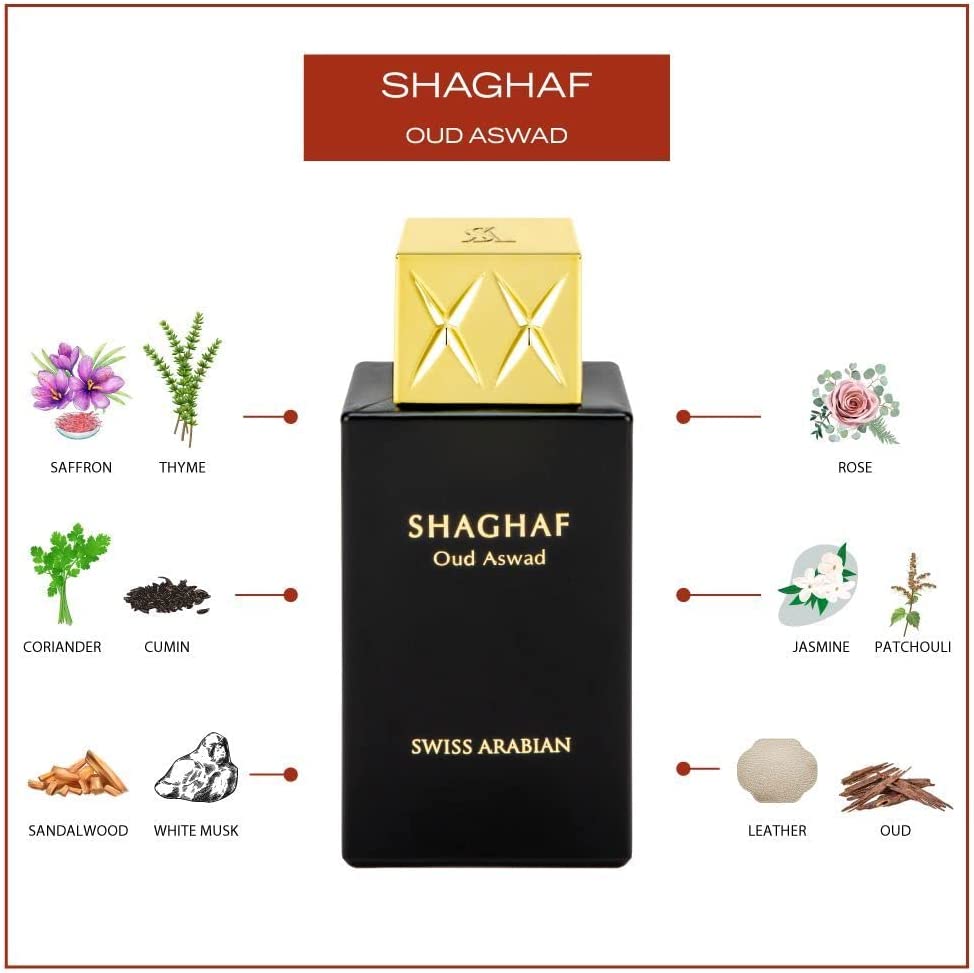 Shaghaf Oud Aswad | Eau de Parfum 75ml | Unisex Fragrance by Swiss Arabian