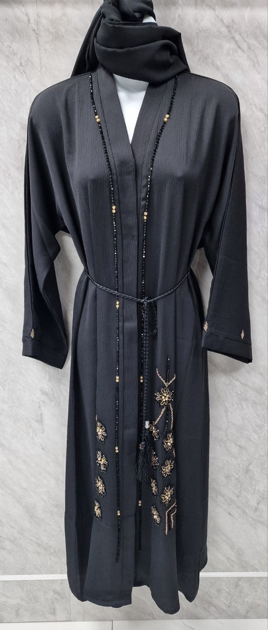 Black Abaya with Gold Embellishments